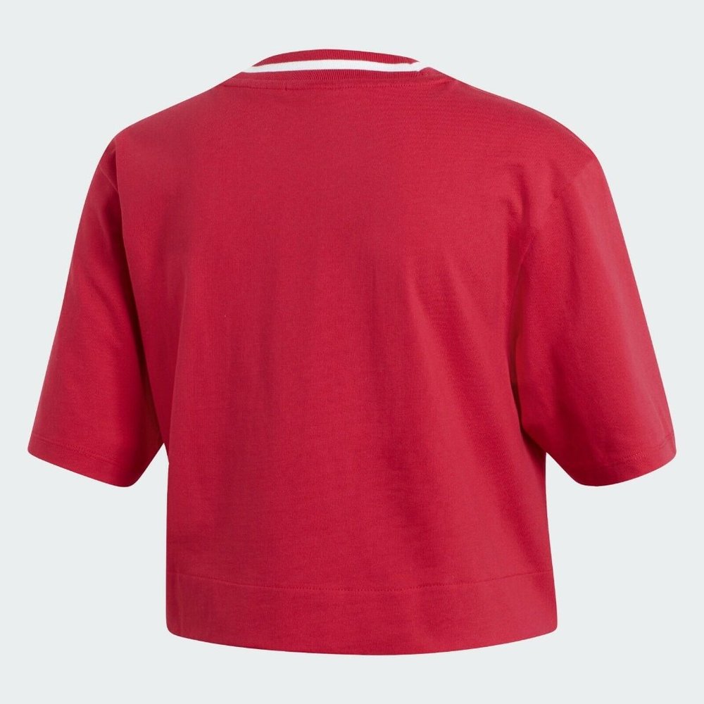 Adidas Trefoil Women’s Athletic Casual Cropped Tee Pink Logo Graphic T-Shirt - Picture 6 of 7